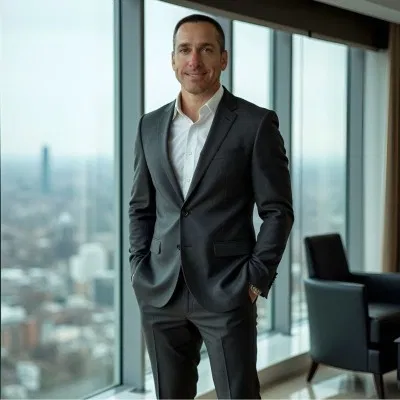 A senior executive looking out over a city reflecting technical leadership and trust